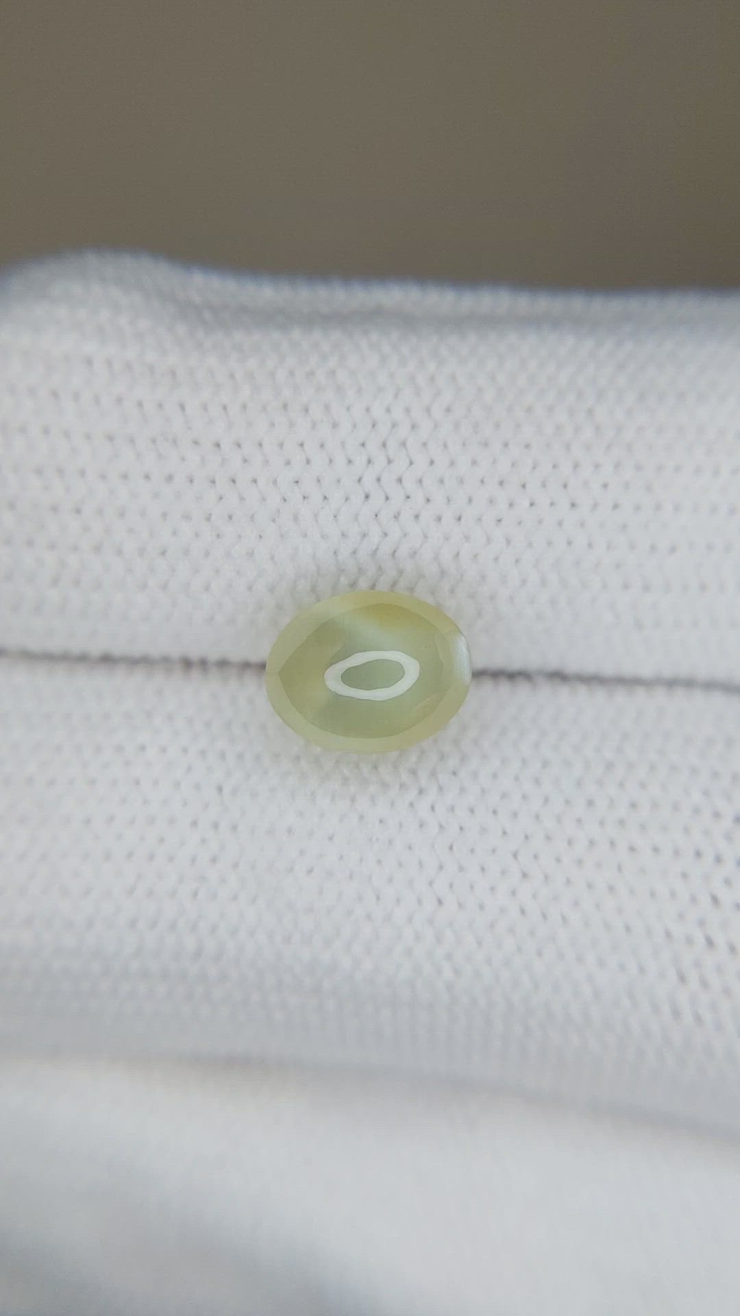 3.16 Ct. Greenish Yellow Cabochon Chrysoberyl from Ceylon (Sri Lanka) Size Video