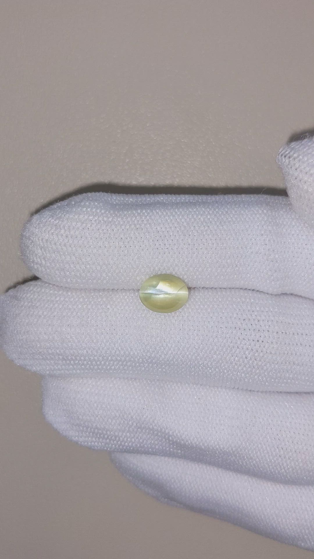 3.16 Ct. Greenish Yellow Cabochon Chrysoberyl from Ceylon (Sri Lanka) Size Video