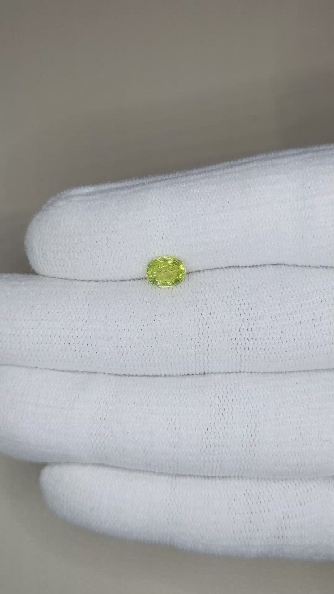 1.15 Ct. Yellowish Green Chrysoberyl from Ceylon (Sri Lanka) Size Video