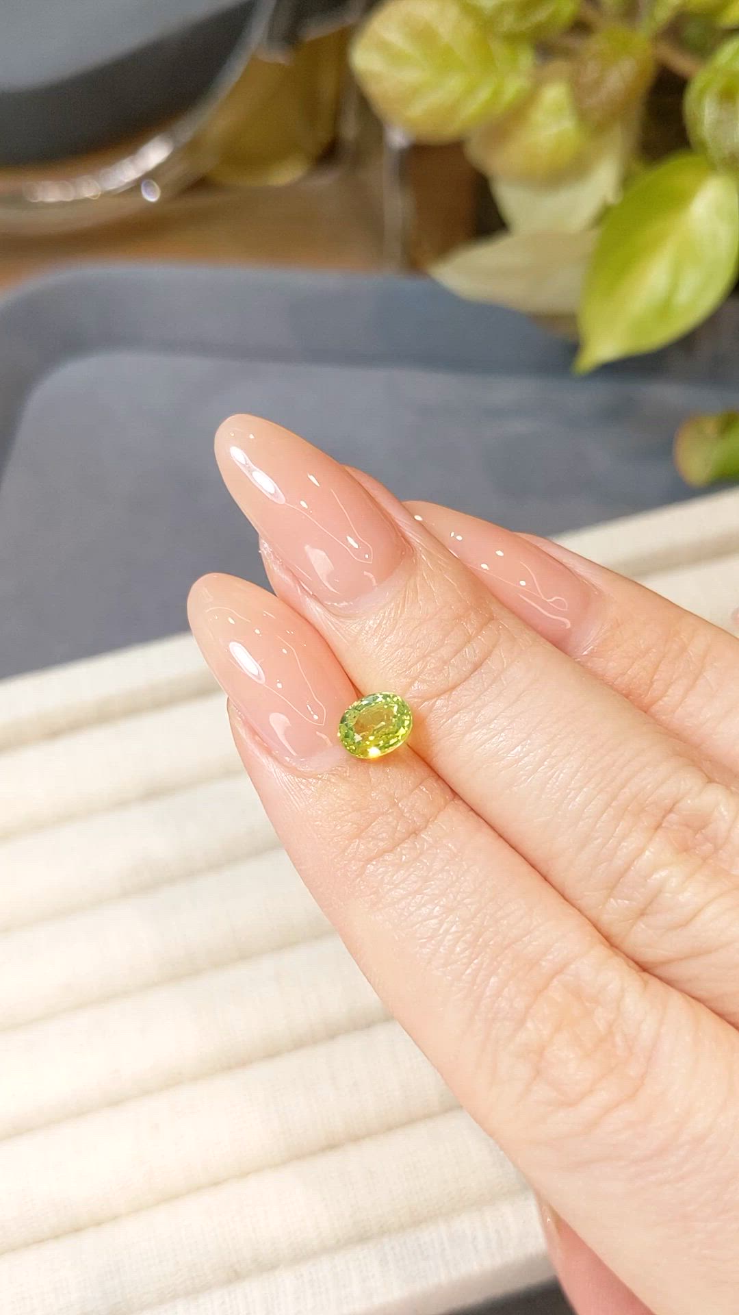 1.15 Ct. Yellowish Green Chrysoberyl from Ceylon (Sri Lanka) Size Video