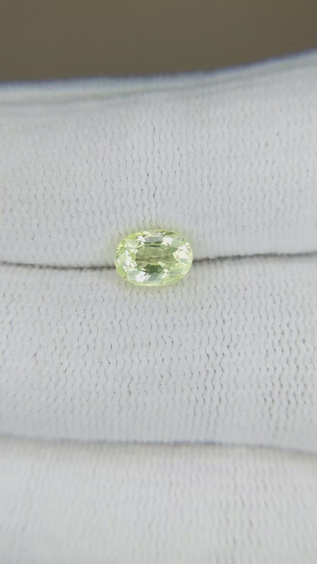 1.33 Ct. Yellowish Green Chrysoberyl from Ceylon (Sri Lanka) Size Video