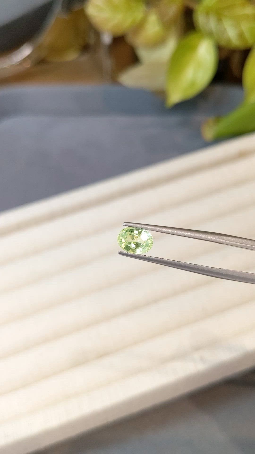 1.33 Ct. Yellowish Green Chrysoberyl from Ceylon (Sri Lanka) Size Video