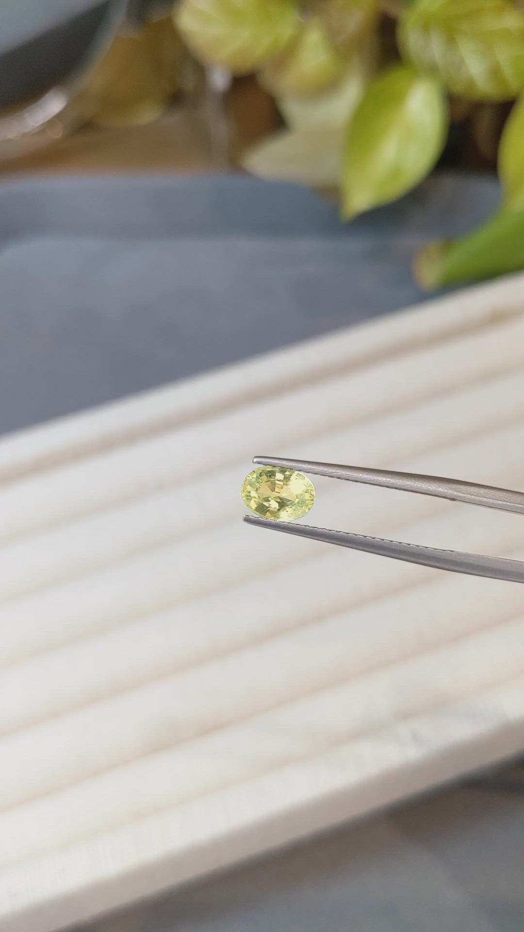 1.26 Ct. Yellowish Green Chrysoberyl from Ceylon (Sri Lanka) Size Video