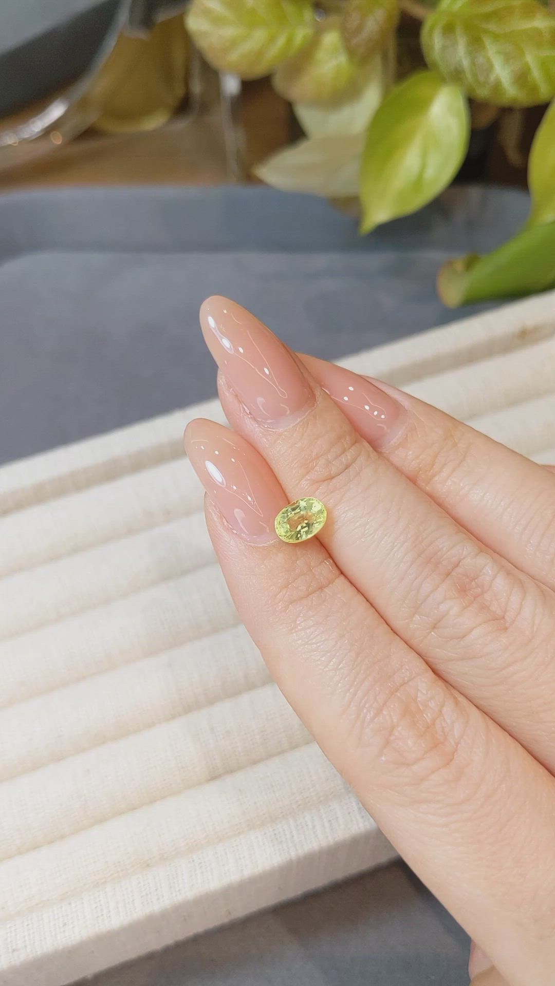 1.26 Ct. Yellowish Green Chrysoberyl from Ceylon (Sri Lanka) Size Video