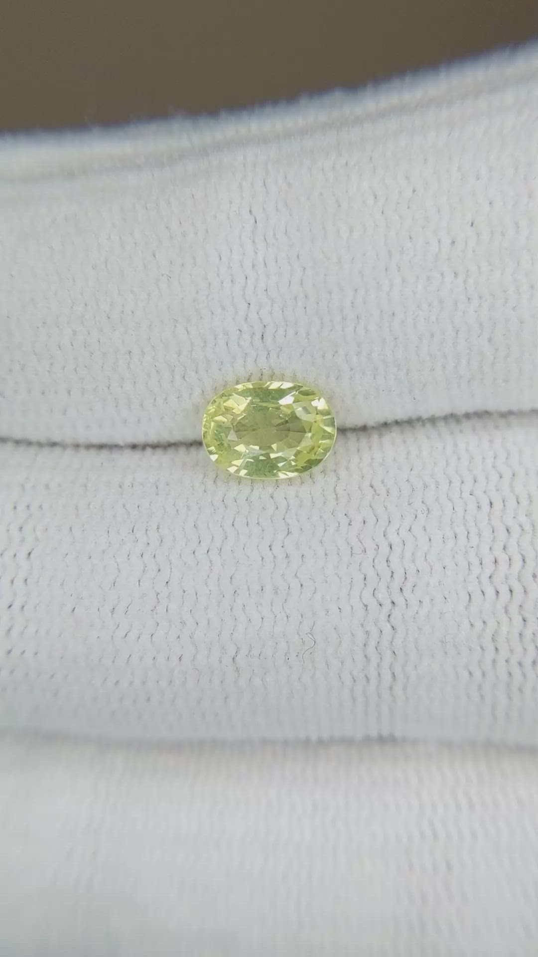 1.26 Ct. Yellowish Green Chrysoberyl from Ceylon (Sri Lanka) Size Video