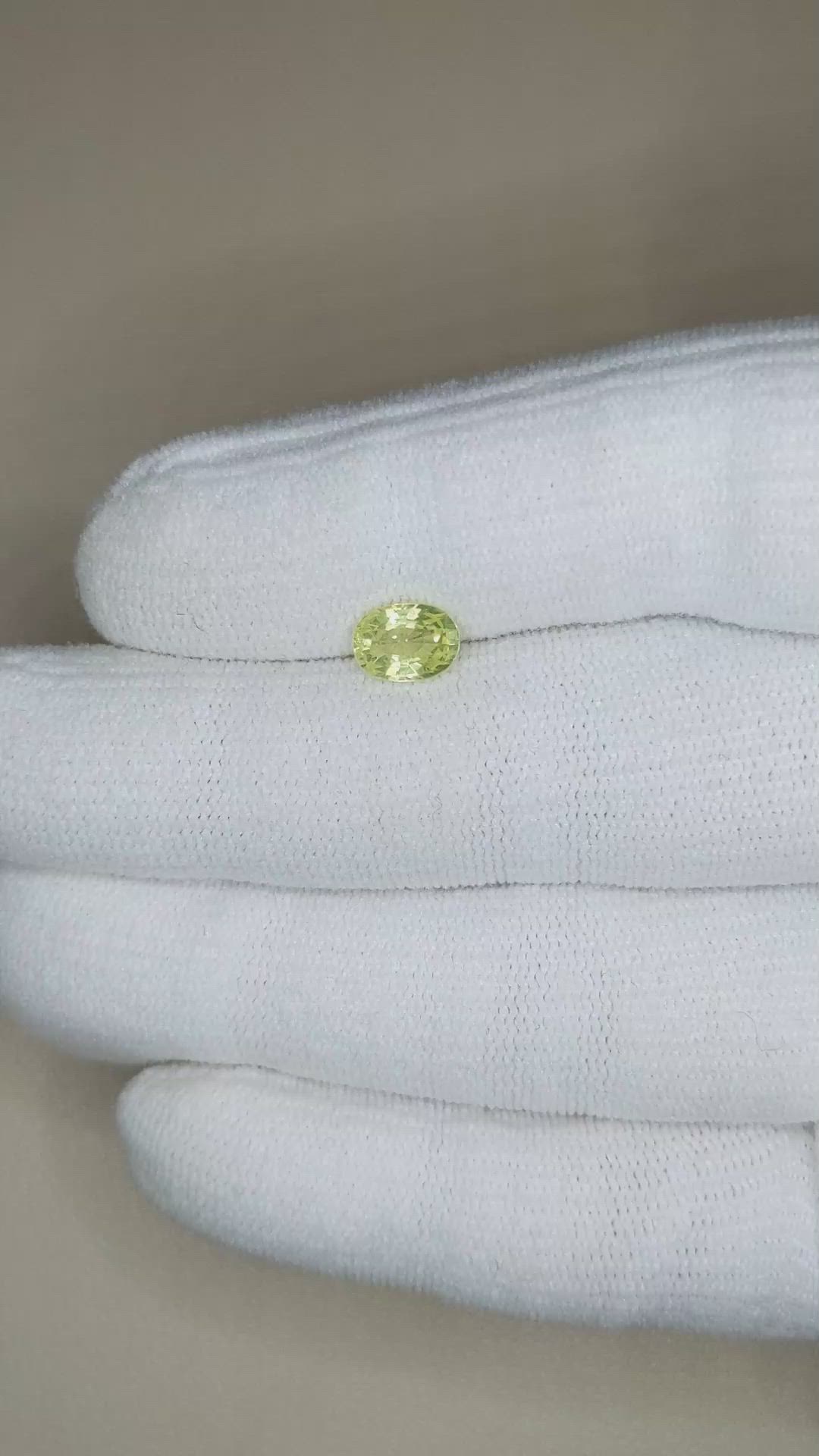 1.26 Ct. Yellowish Green Chrysoberyl from Ceylon (Sri Lanka) Size Video