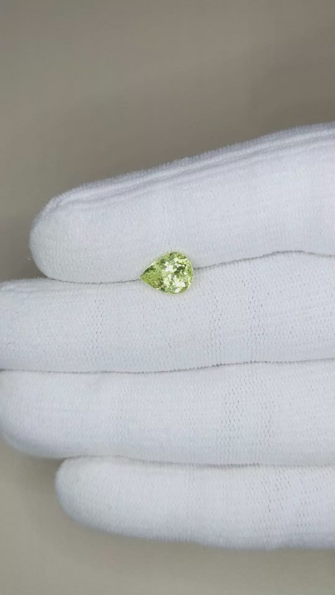 1.85 Ct. Yellowish Green Chrysoberyl from Ceylon (Sri Lanka) Size Video