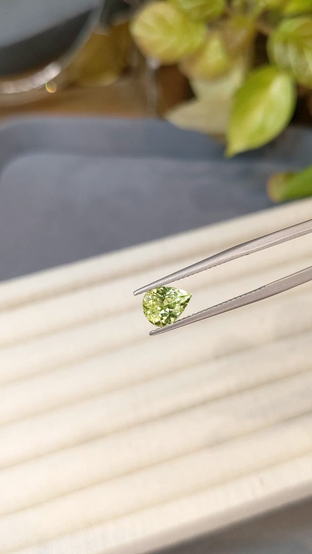 1.85 Ct. Yellowish Green Chrysoberyl from Ceylon (Sri Lanka) Size Video