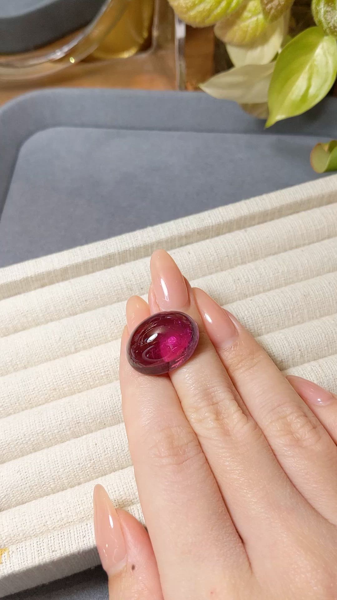 32.10 Ct. Purplish Red Cabochon Rubellite Tourmaline from Nigeria Size Video