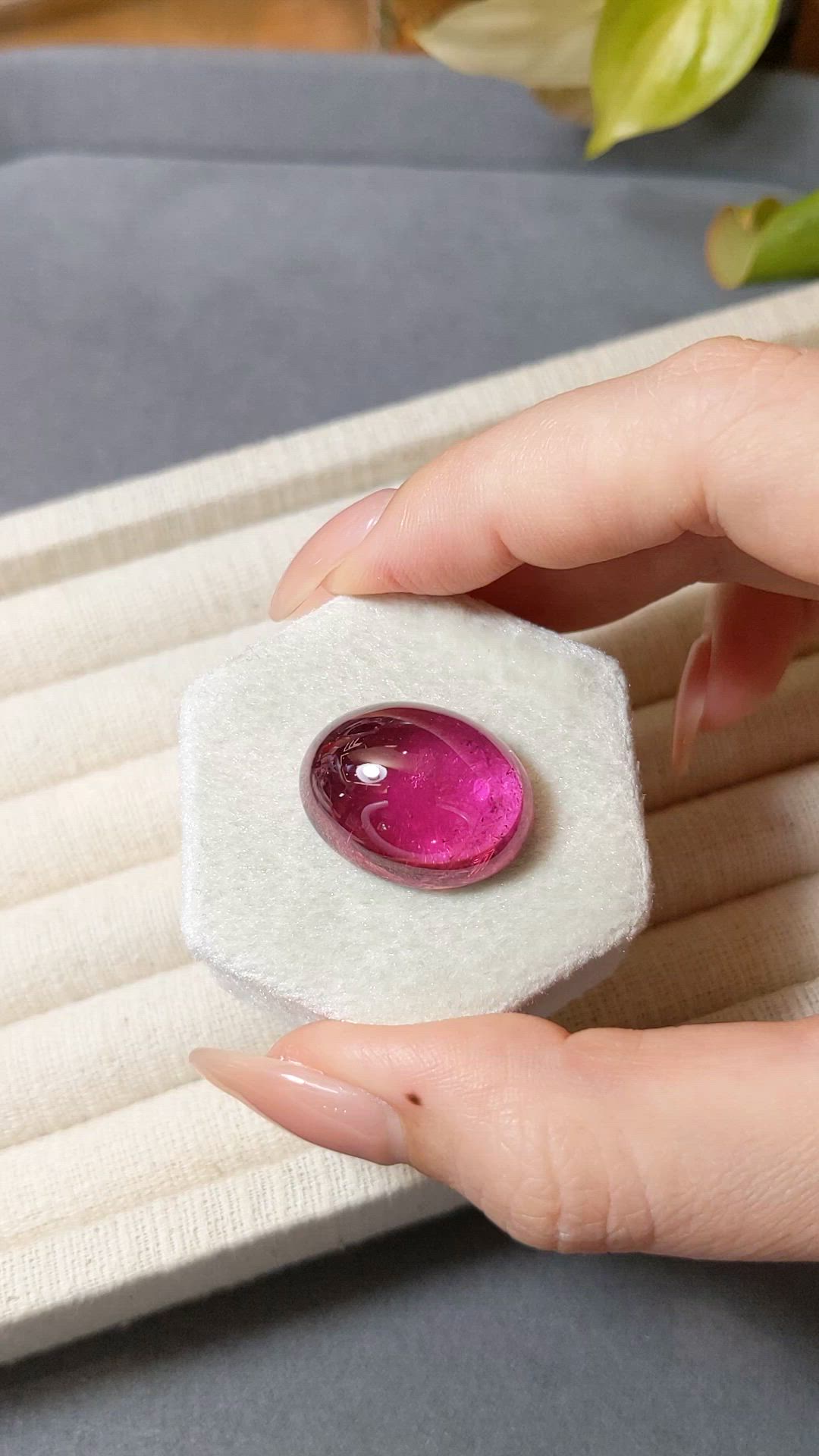32.10 Ct. Purplish Red Cabochon Rubellite Tourmaline from Nigeria Size Video