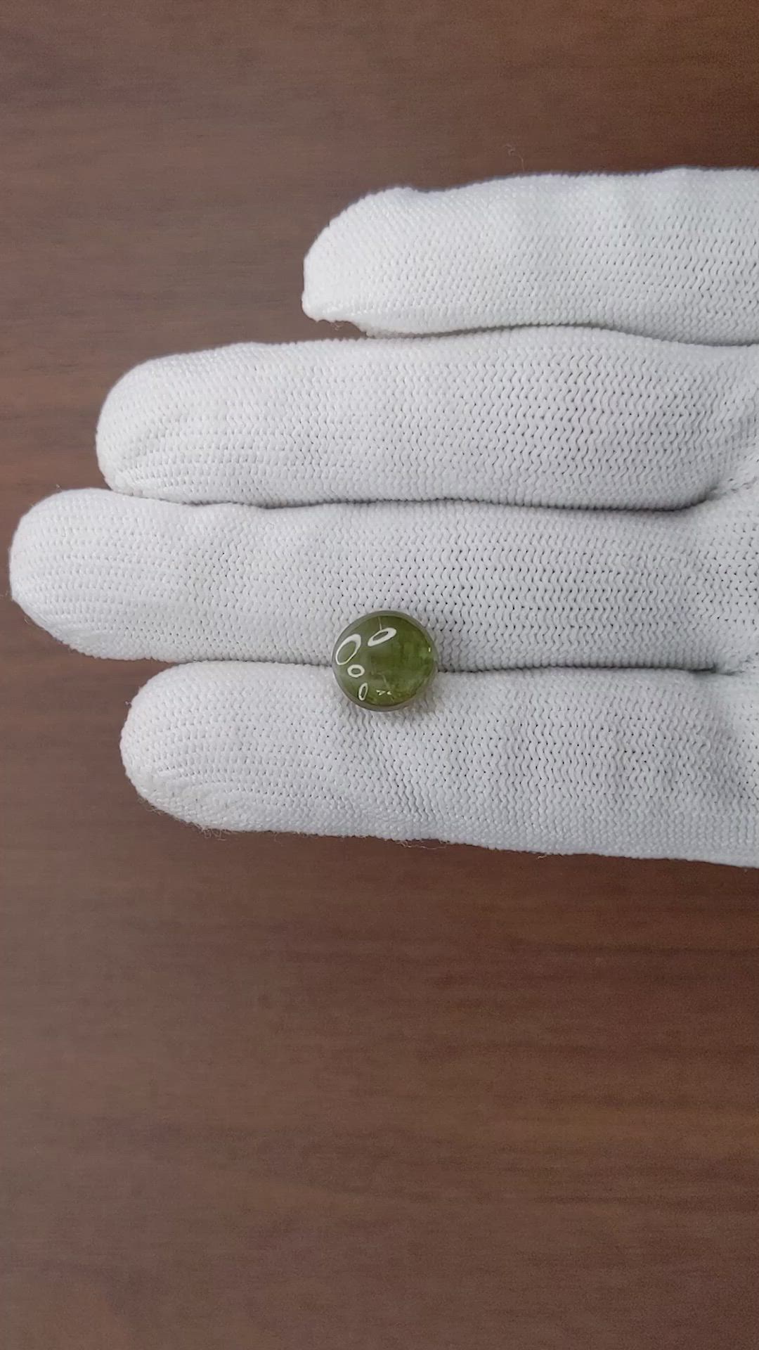 6.98 Ct. Yellowish Green Cabochon Chrysoberyl from Ceylon (Sri Lanka) Size Video