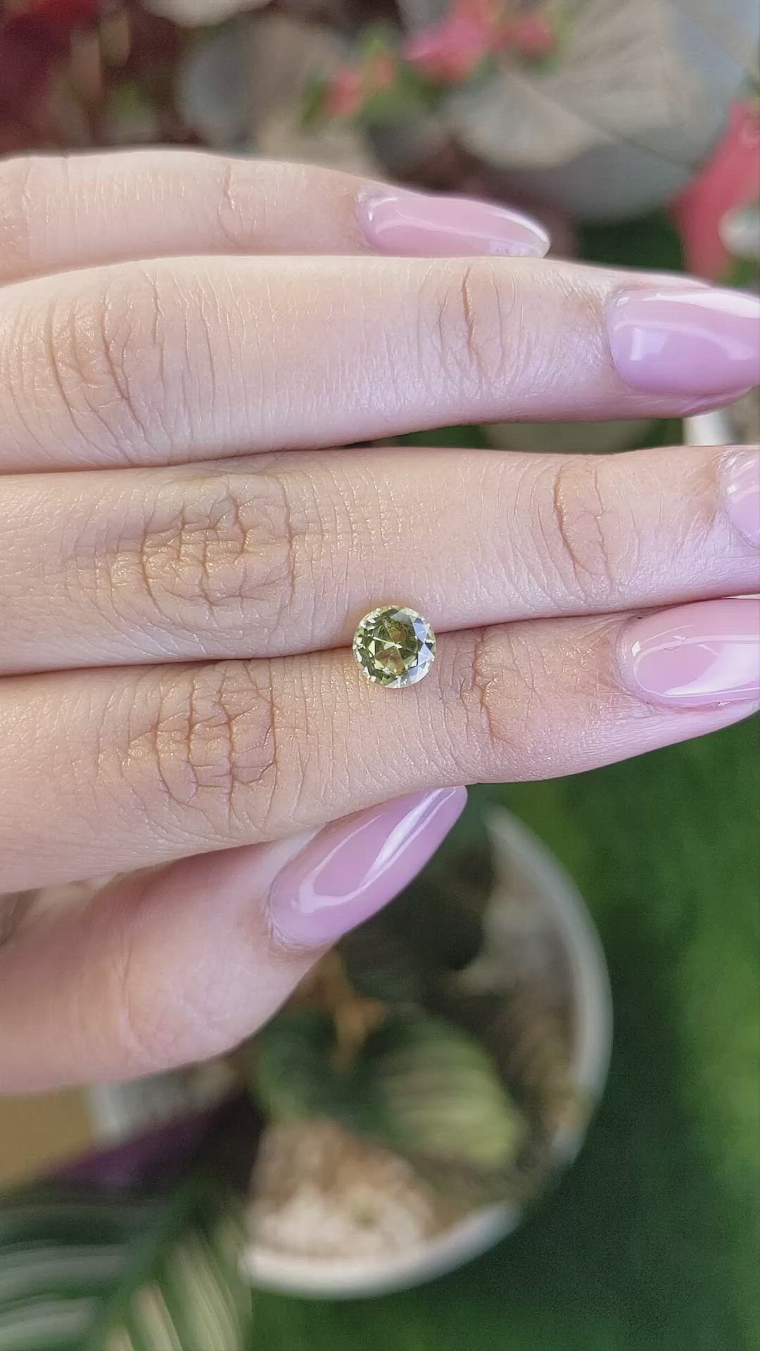 1.06 Ct. Greenish Yellow Chrysoberyl from Ceylon (Sri Lanka) Size Video