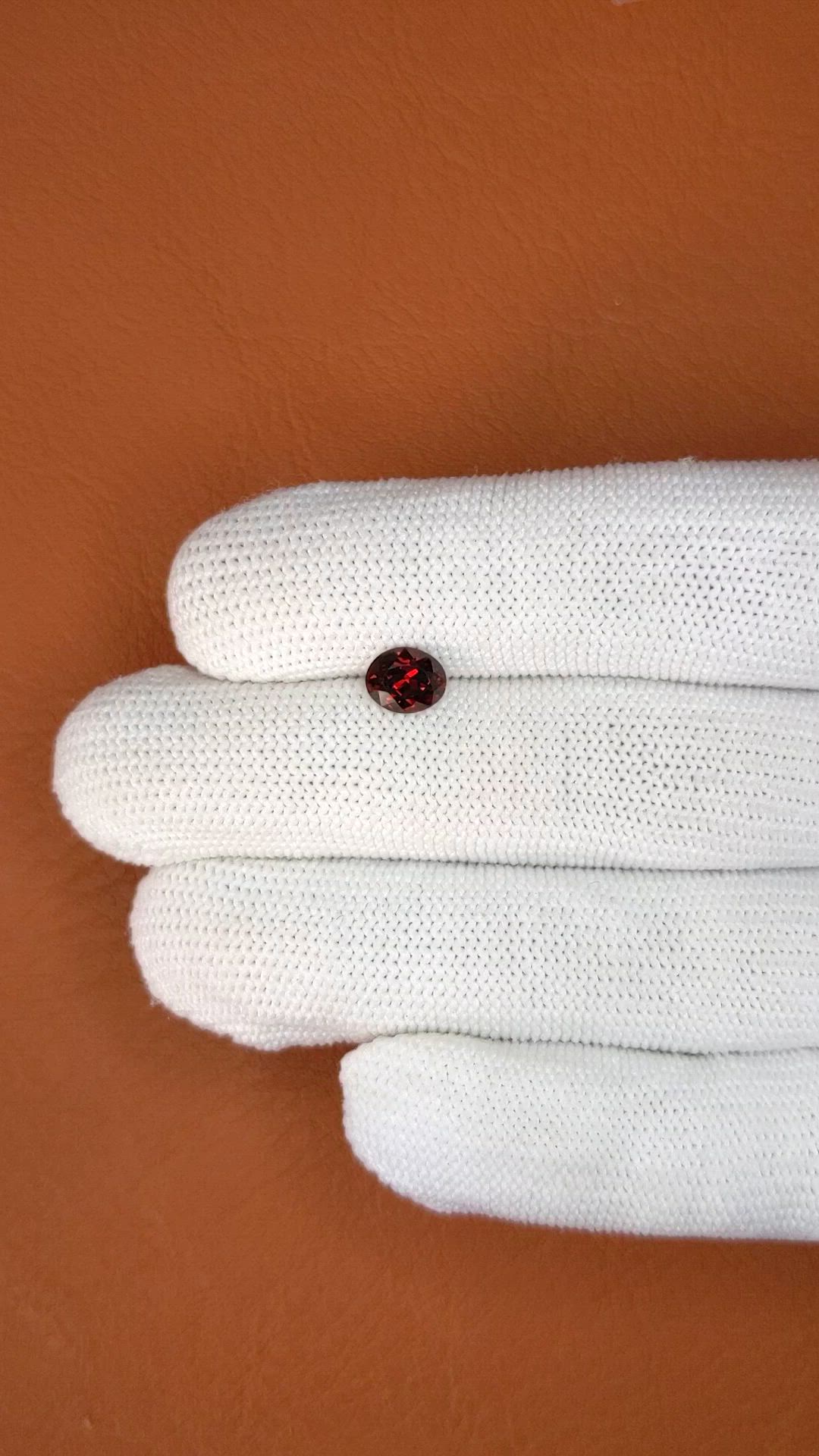 1.27 Ct. Red Garnet from Ceylon (Sri Lanka) Size Video