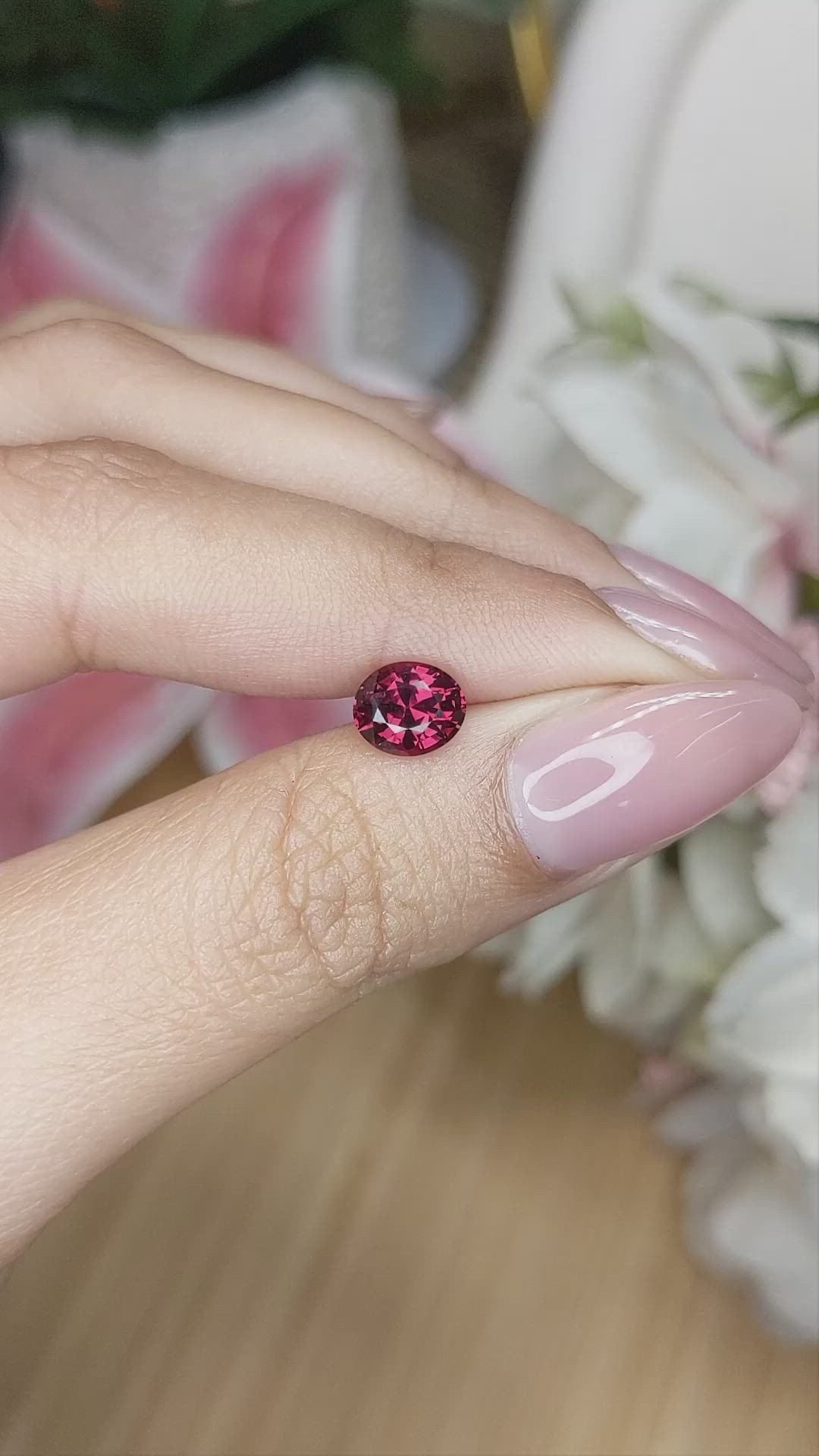 1.70 Ct. Red Garnet from Ceylon (Sri Lanka) Size Video