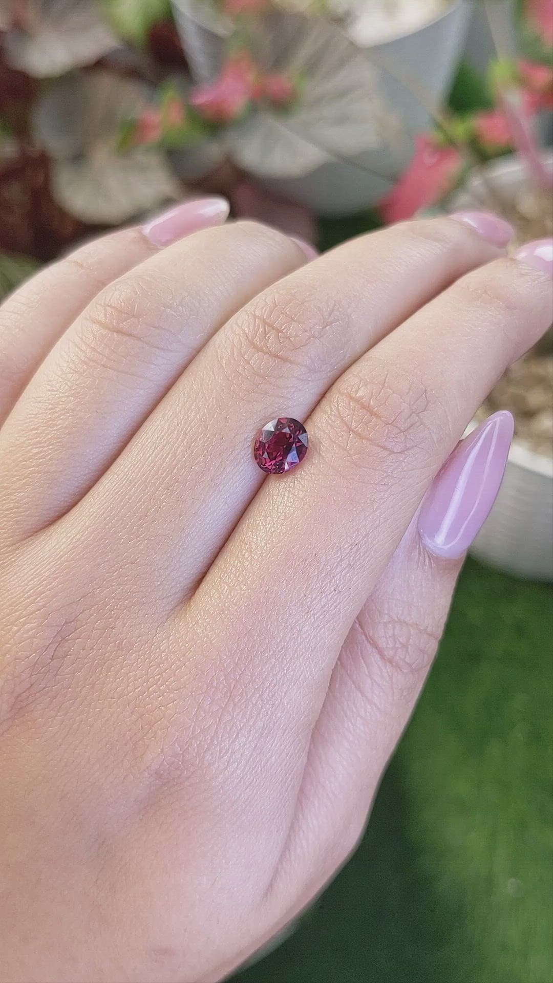 1.70 Ct. Red Garnet from Ceylon (Sri Lanka) Size Video
