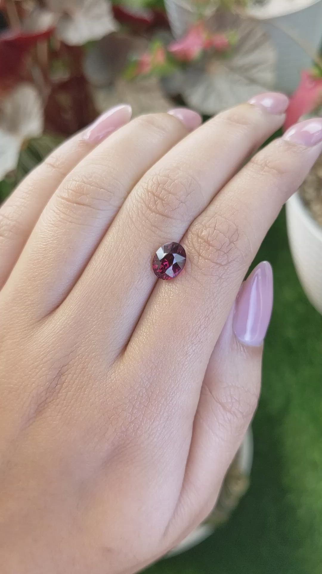 2.38 Ct. Red Garnet from Ceylon (Sri Lanka) Size Video