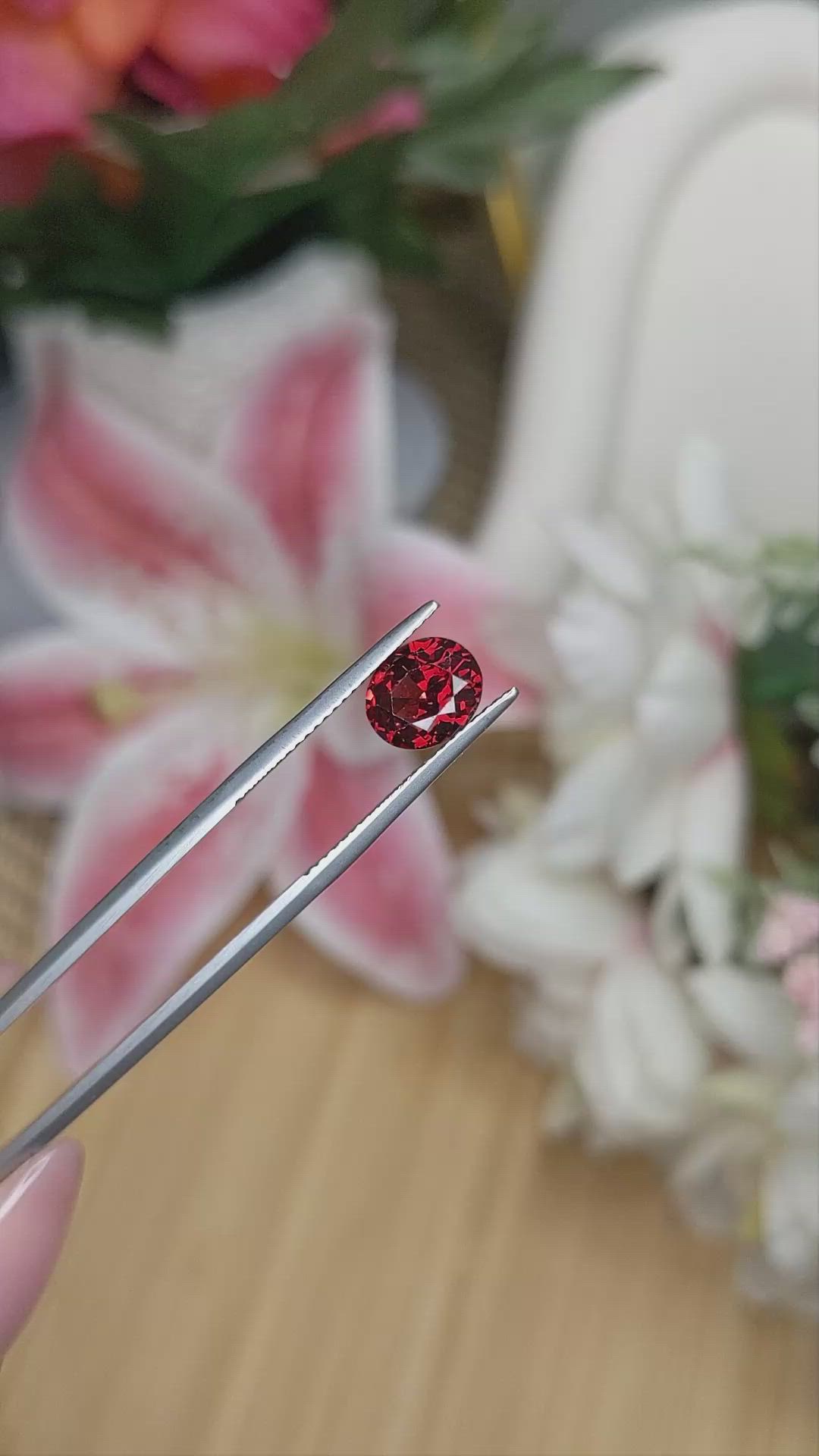 1.87 Ct. Red Garnet from Ceylon (Sri Lanka) Size Video
