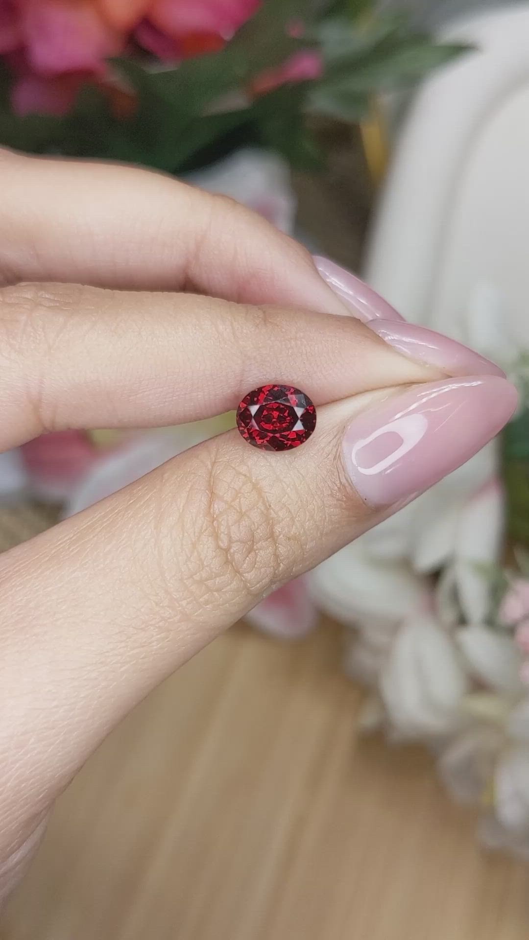 1.87 Ct. Red Garnet from Ceylon (Sri Lanka) Size Video