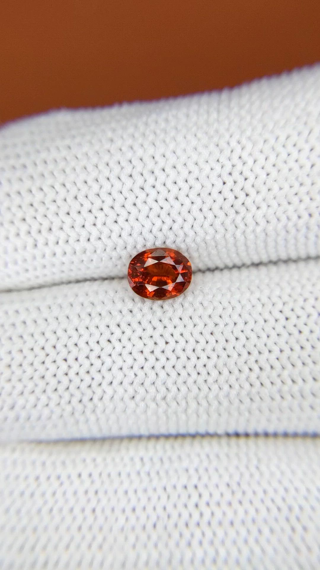 0.78 Ct. Orange Hessonite Garnet from Madagascar Size Video