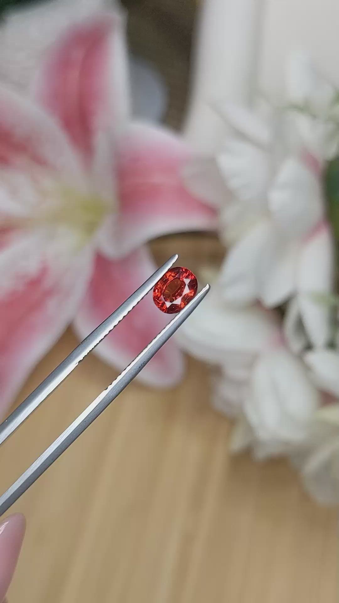 0.78 Ct. Orange Hessonite Garnet from Madagascar Size Video