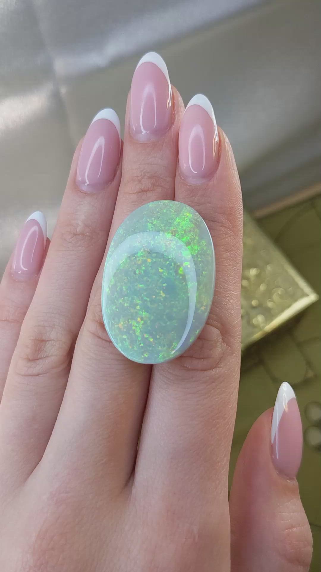 48.40 Ct. Multi Color Cabochon Semi-Black Opal from Australia Size Video