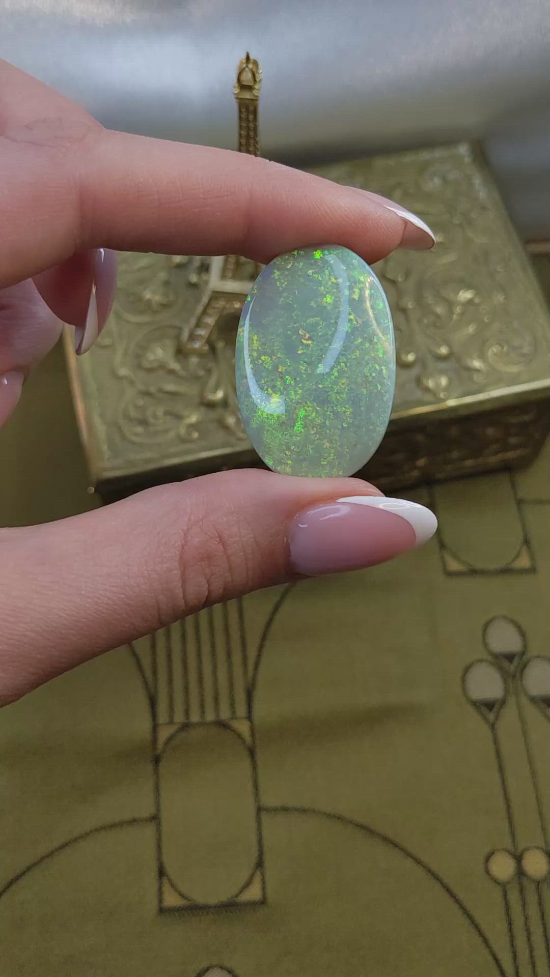 48.40 Ct. Multi Color Cabochon Semi-Black Opal from Australia Size Video