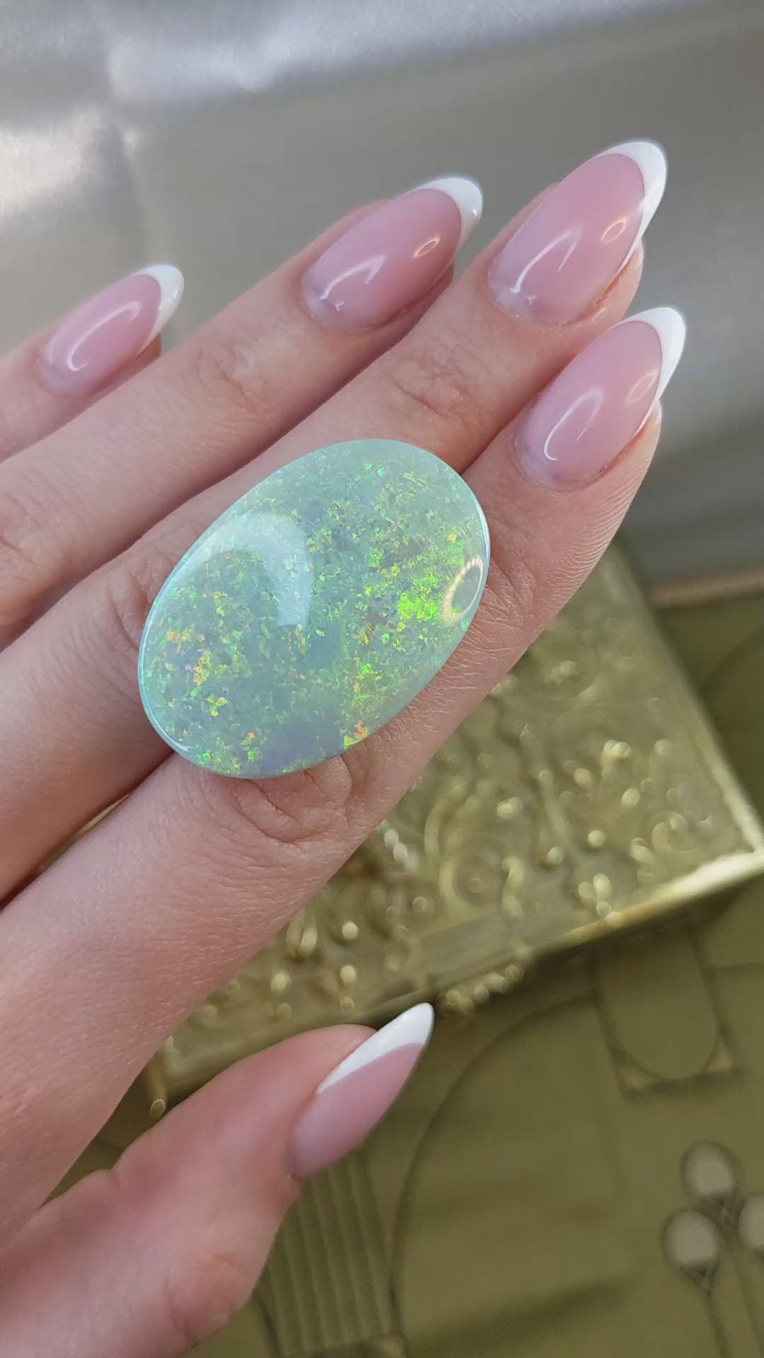 48.40 Ct. Multi Color Cabochon Semi-Black Opal from Australia Size Video