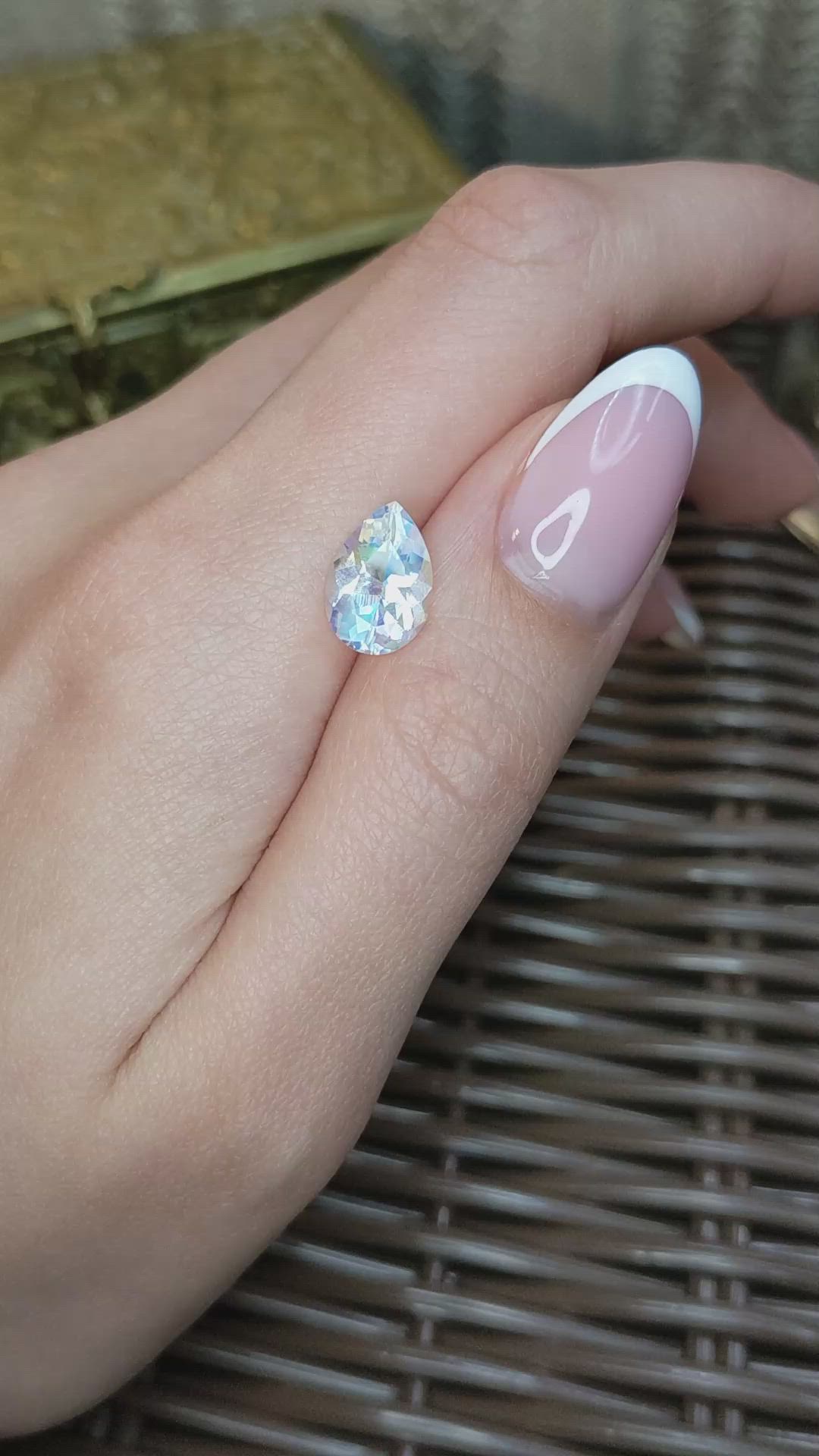 2.73 Ct. Rainbow Moonstone from Madagascar Size Video