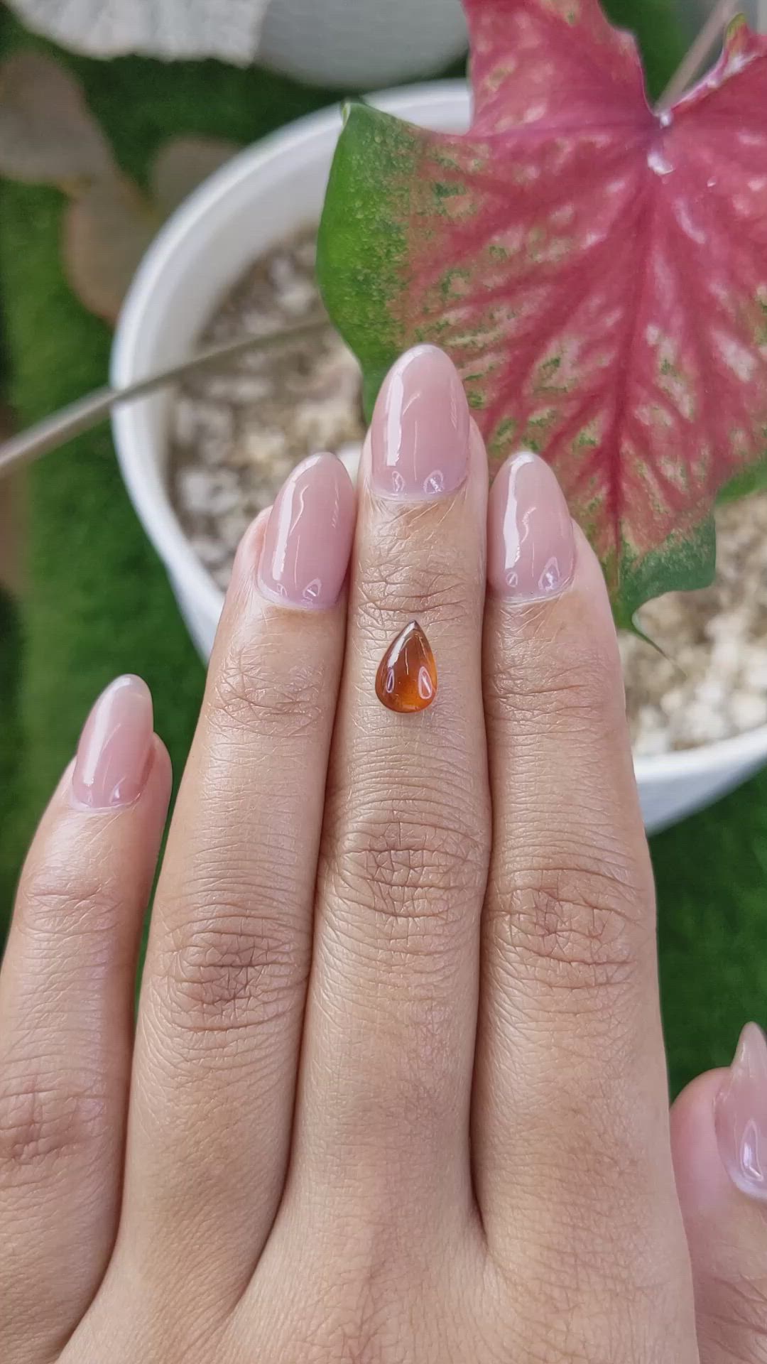 1.63 Ct. Orange Cabochon Hessonite Garnet from Madagascar Size Video