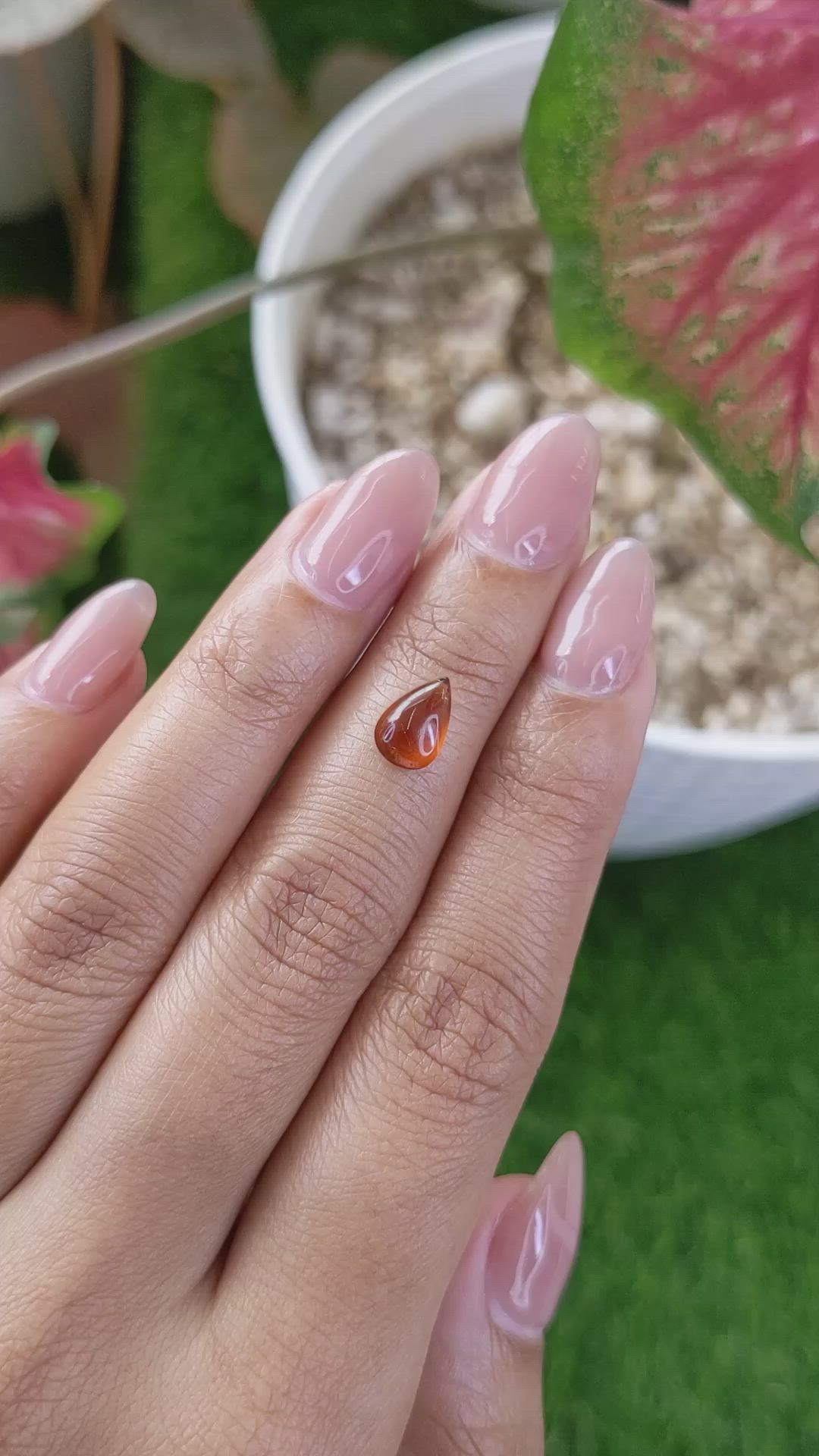 1.63 Ct. Orange Cabochon Hessonite Garnet from Madagascar Size Video