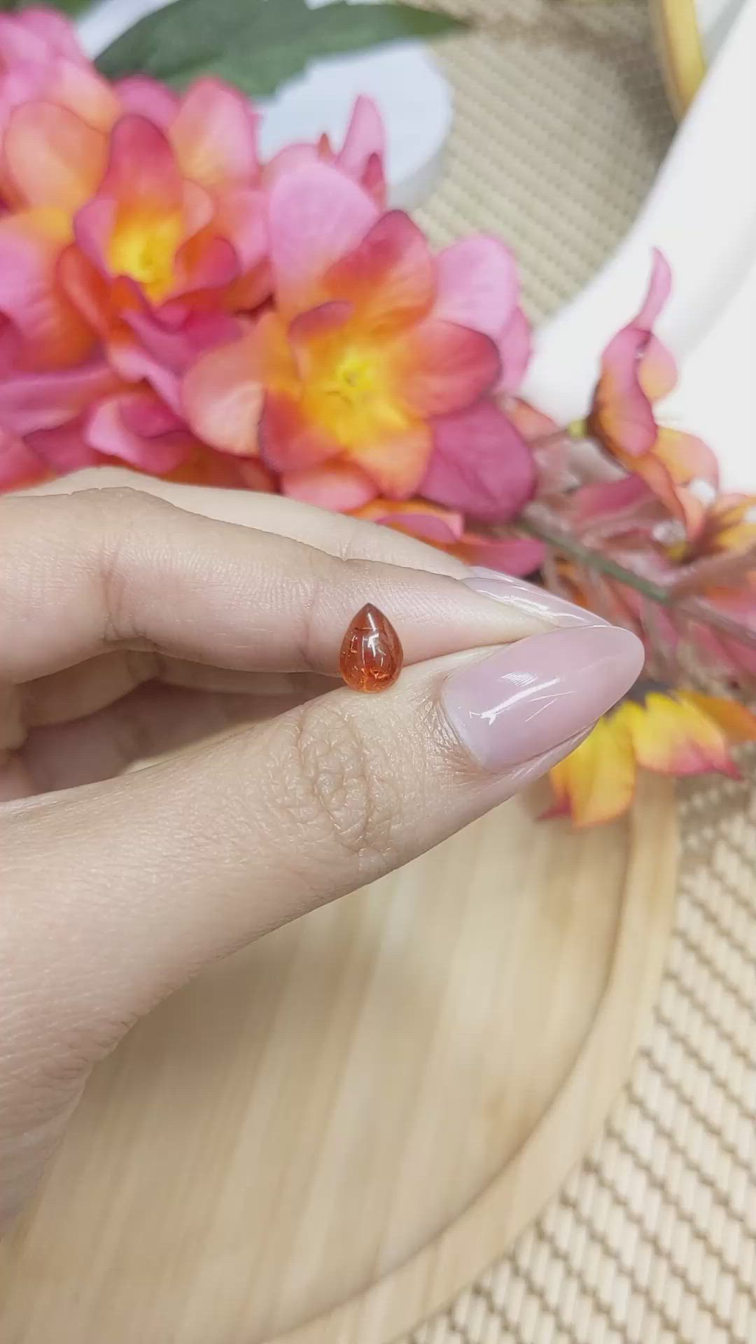 1.89 Ct. Orange Cabochon Hessonite Garnet from Madagascar Size Video