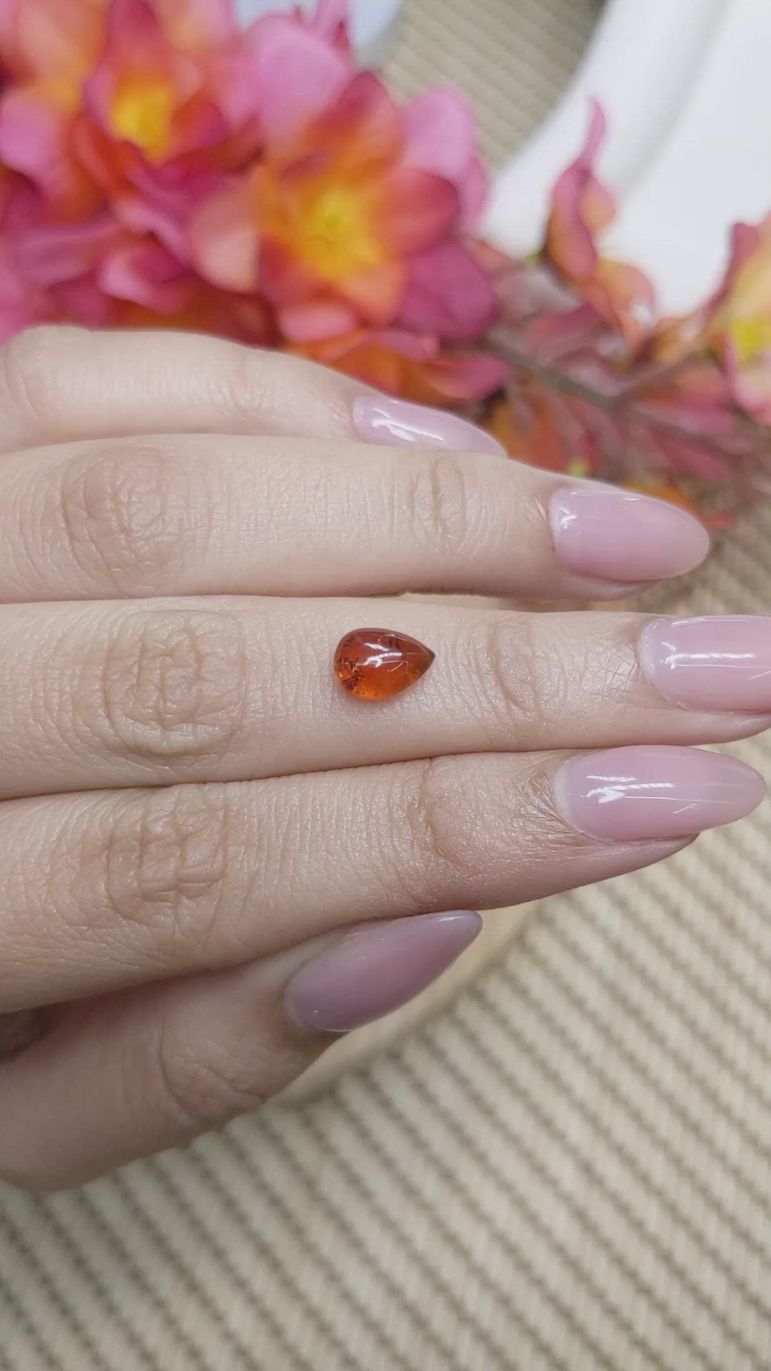 1.89 Ct. Orange Cabochon Hessonite Garnet from Madagascar Size Video