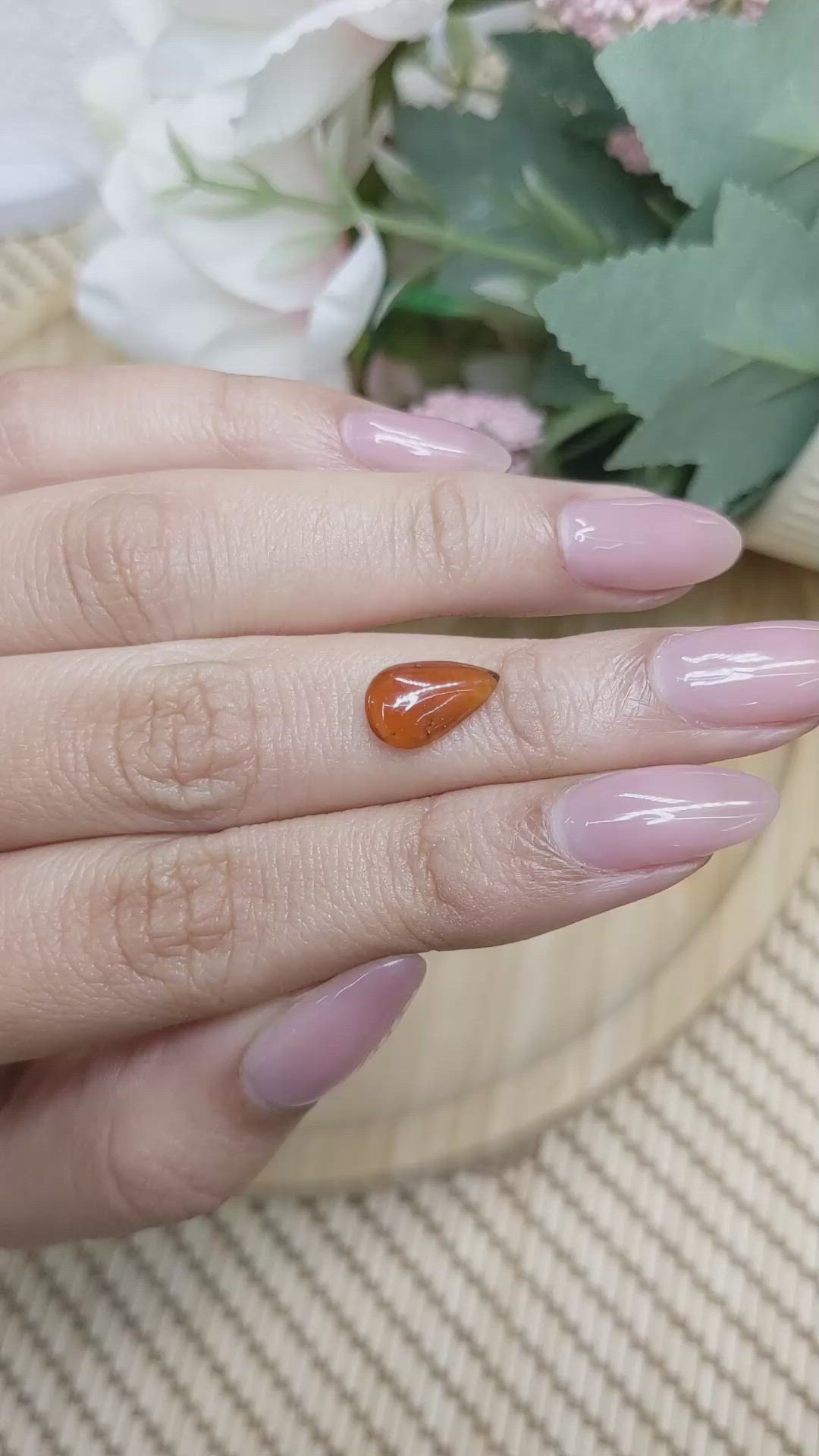 2.18 Ct. Orange Cabochon Hessonite Garnet from Madagascar Size Video