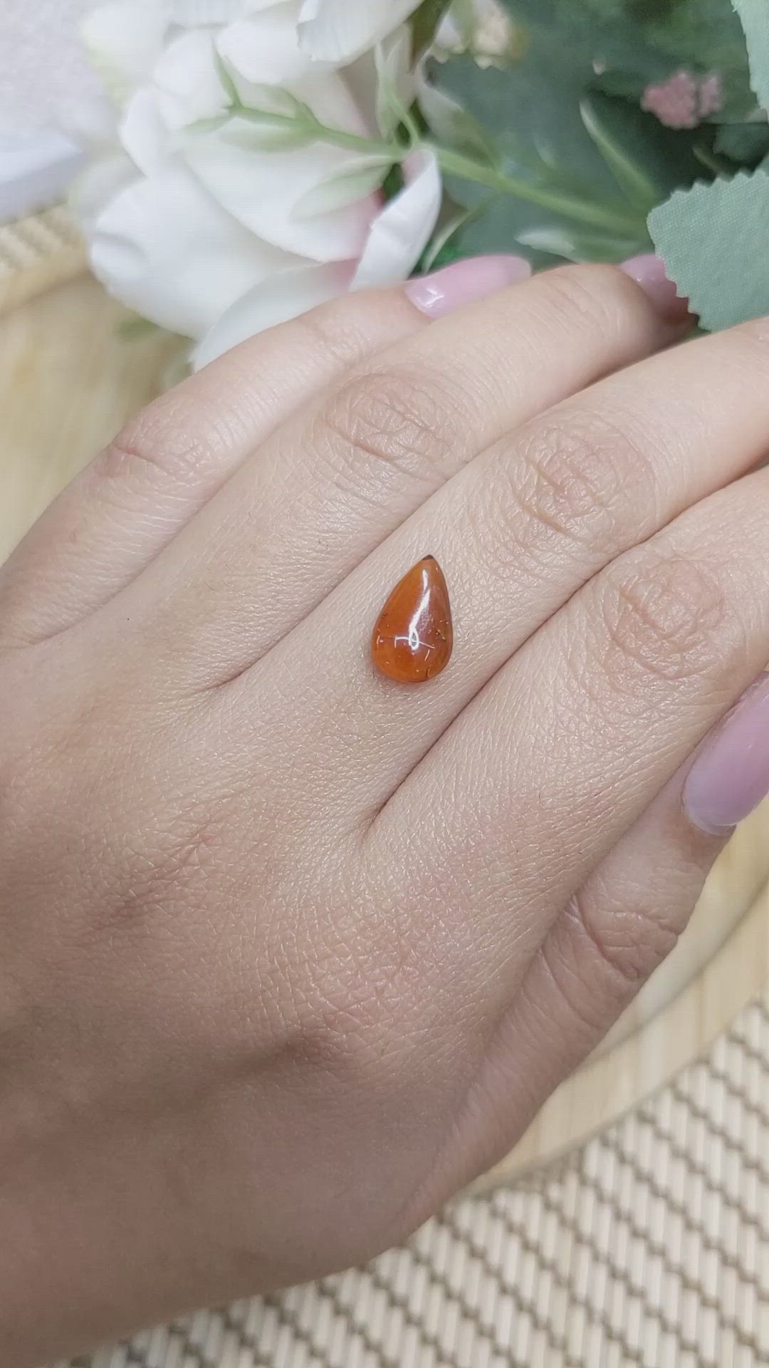 2.18 Ct. Orange Cabochon Hessonite Garnet from Madagascar Size Video