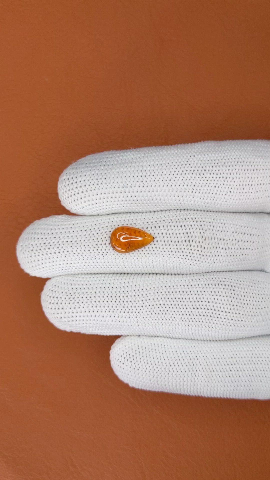 2.18 Ct. Orange Cabochon Hessonite Garnet from Madagascar Size Video