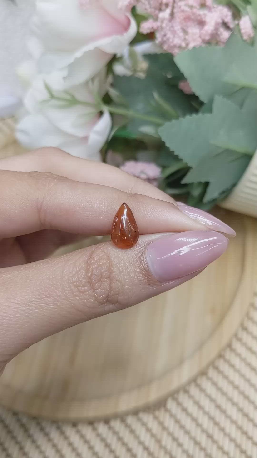 2.18 Ct. Orange Cabochon Hessonite Garnet from Madagascar Size Video