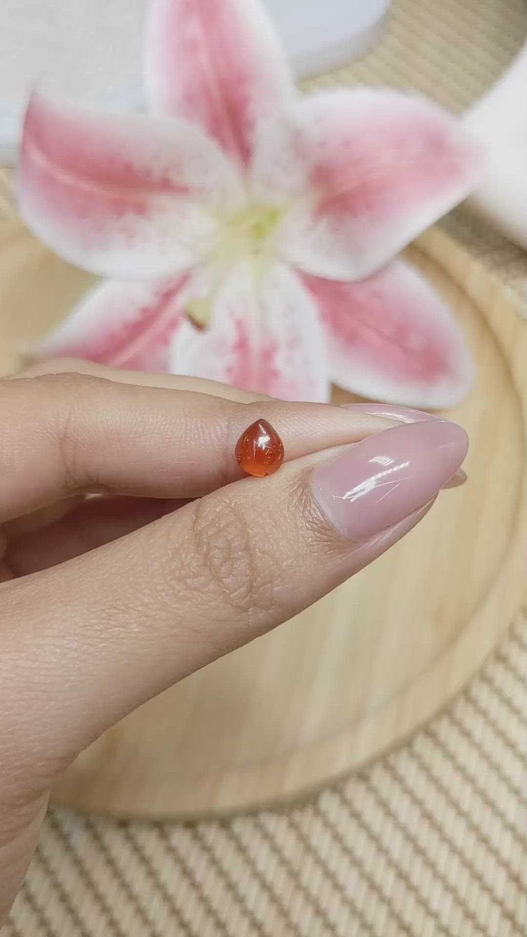 1.33 Ct. Orange Cabochon Hessonite Garnet from Madagascar Size Video
