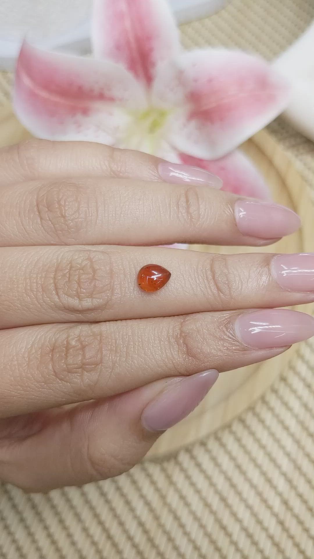 1.33 Ct. Orange Cabochon Hessonite Garnet from Madagascar Size Video