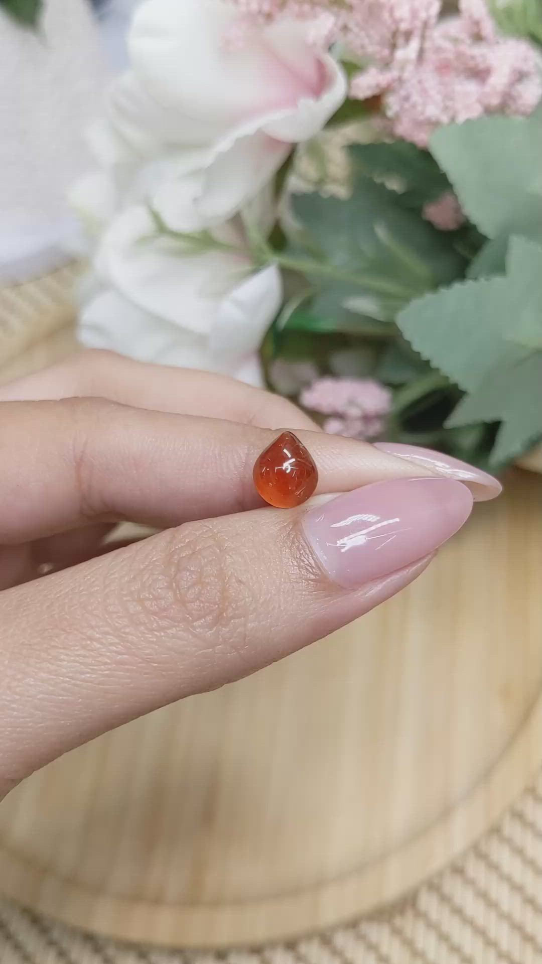 2.48 Ct. Orange Cabochon Hessonite Garnet from Madagascar Size Video