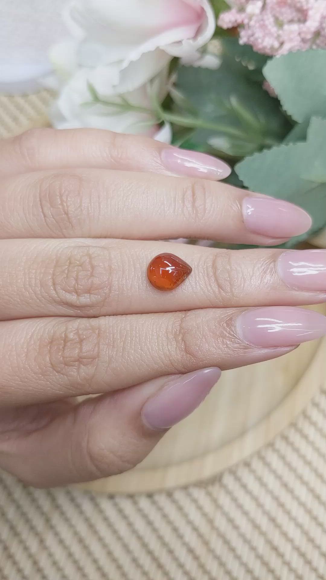 2.48 Ct. Orange Cabochon Hessonite Garnet from Madagascar Size Video