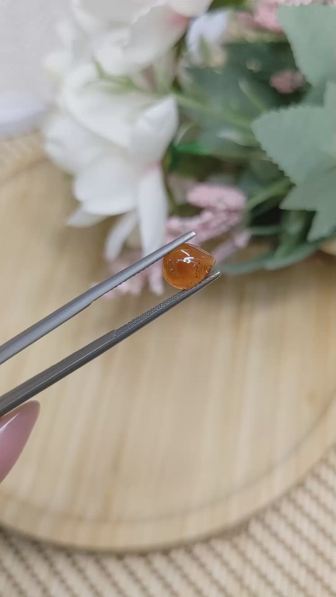 2.48 Ct. Orange Cabochon Hessonite Garnet from Madagascar Size Video