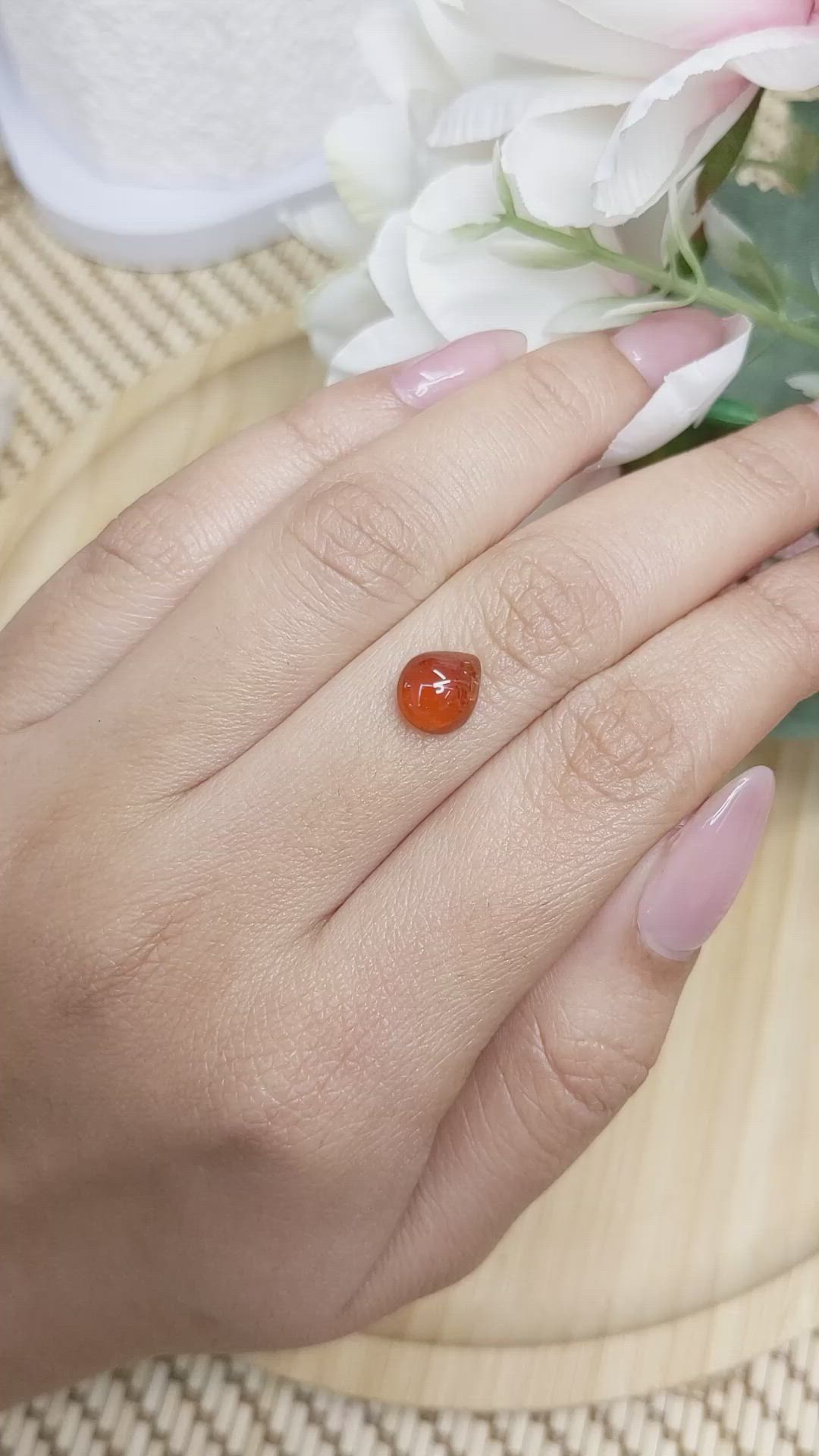 2.48 Ct. Orange Cabochon Hessonite Garnet from Madagascar Size Video