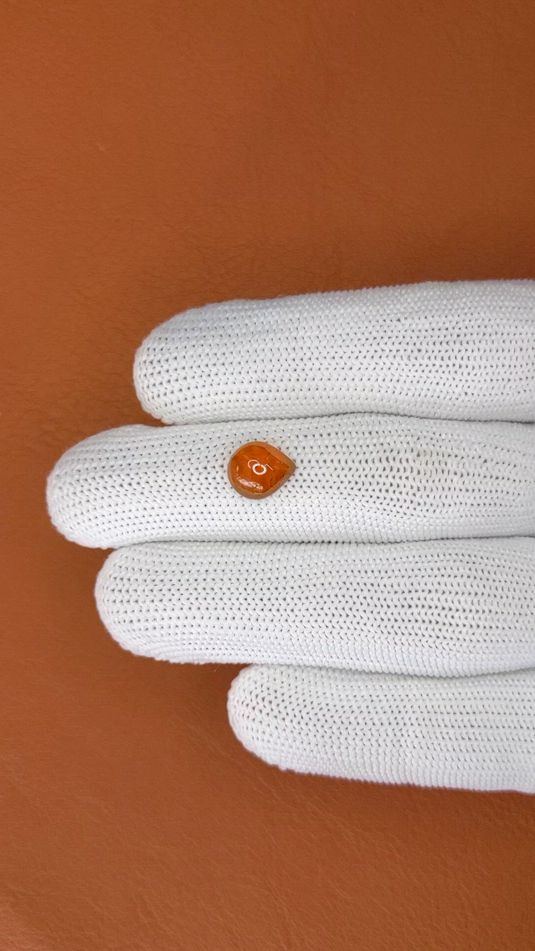 2.48 Ct. Orange Cabochon Hessonite Garnet from Madagascar Size Video