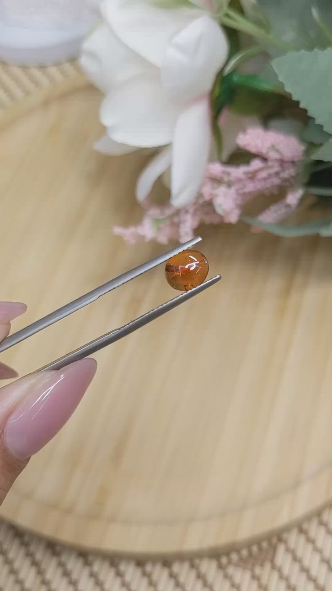 1.79 Ct. Orange Cabochon Hessonite Garnet from Madagascar Size Video