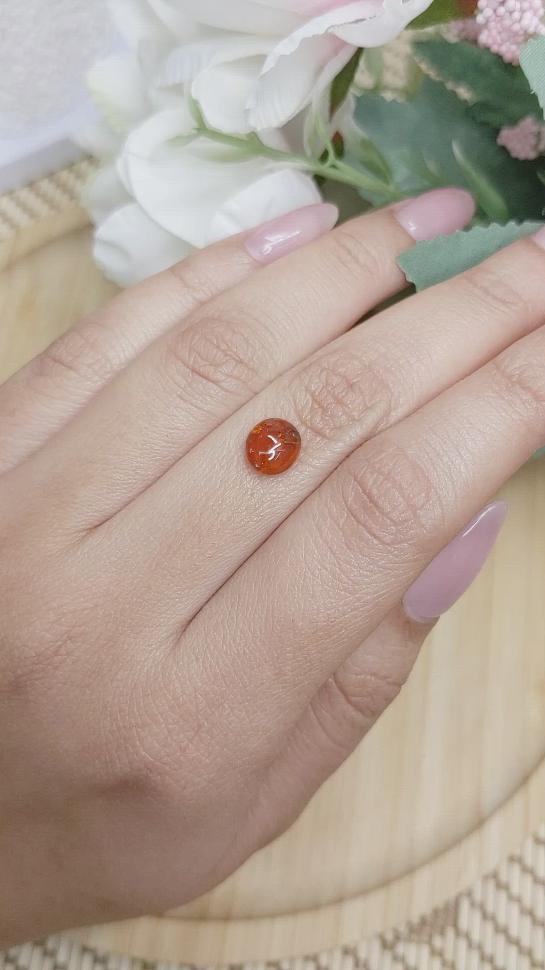 1.79 Ct. Orange Cabochon Hessonite Garnet from Madagascar Size Video