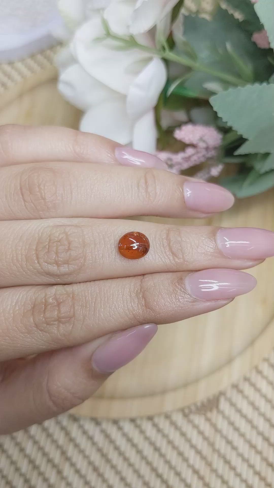 1.79 Ct. Orange Cabochon Hessonite Garnet from Madagascar Size Video