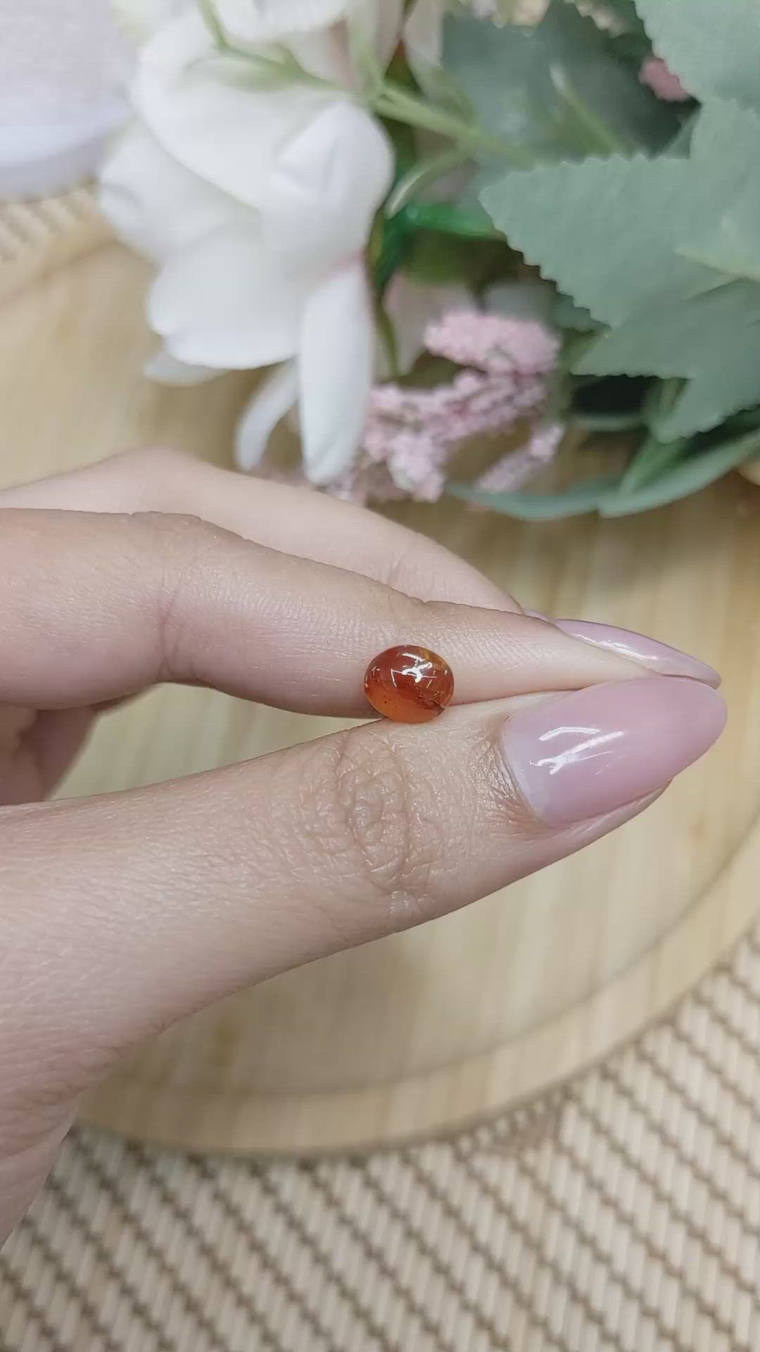 1.79 Ct. Orange Cabochon Hessonite Garnet from Madagascar Size Video
