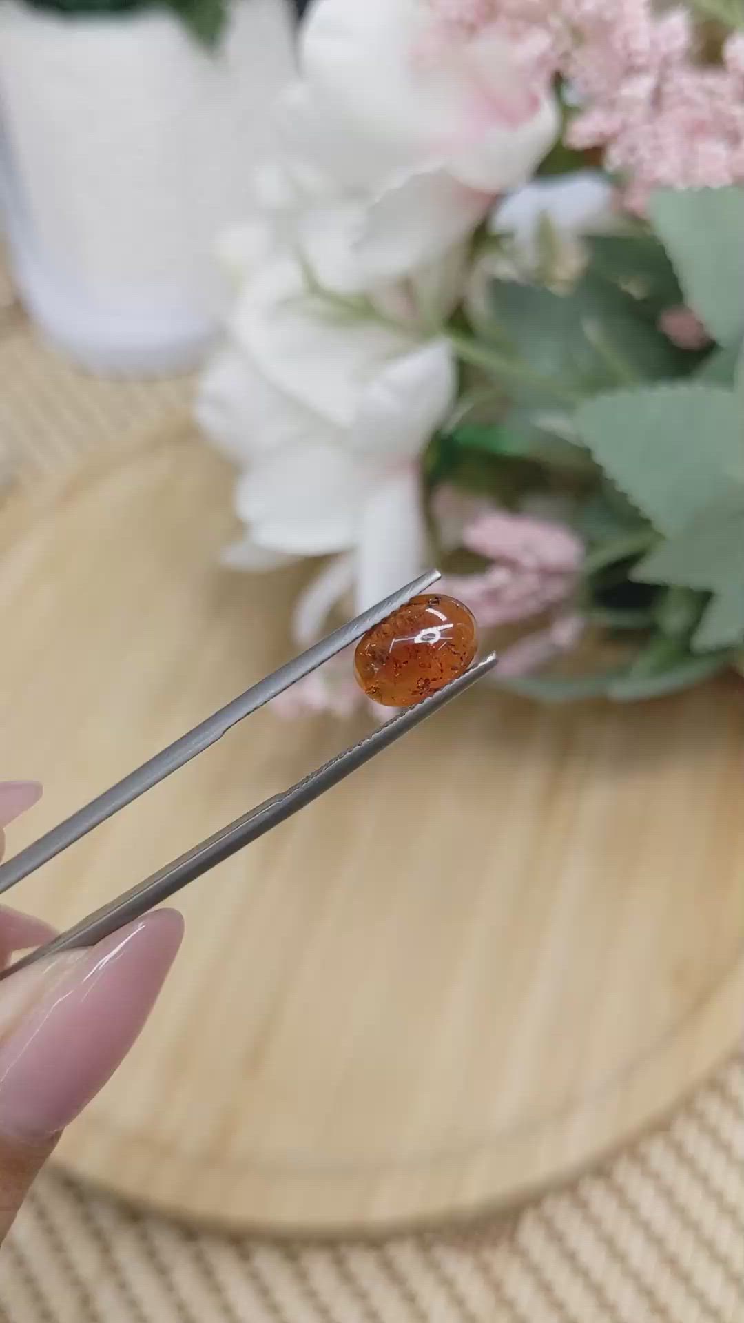 3.44 Ct. Reddish Orange Cabochon Hessonite Garnet from Madagascar Size Video