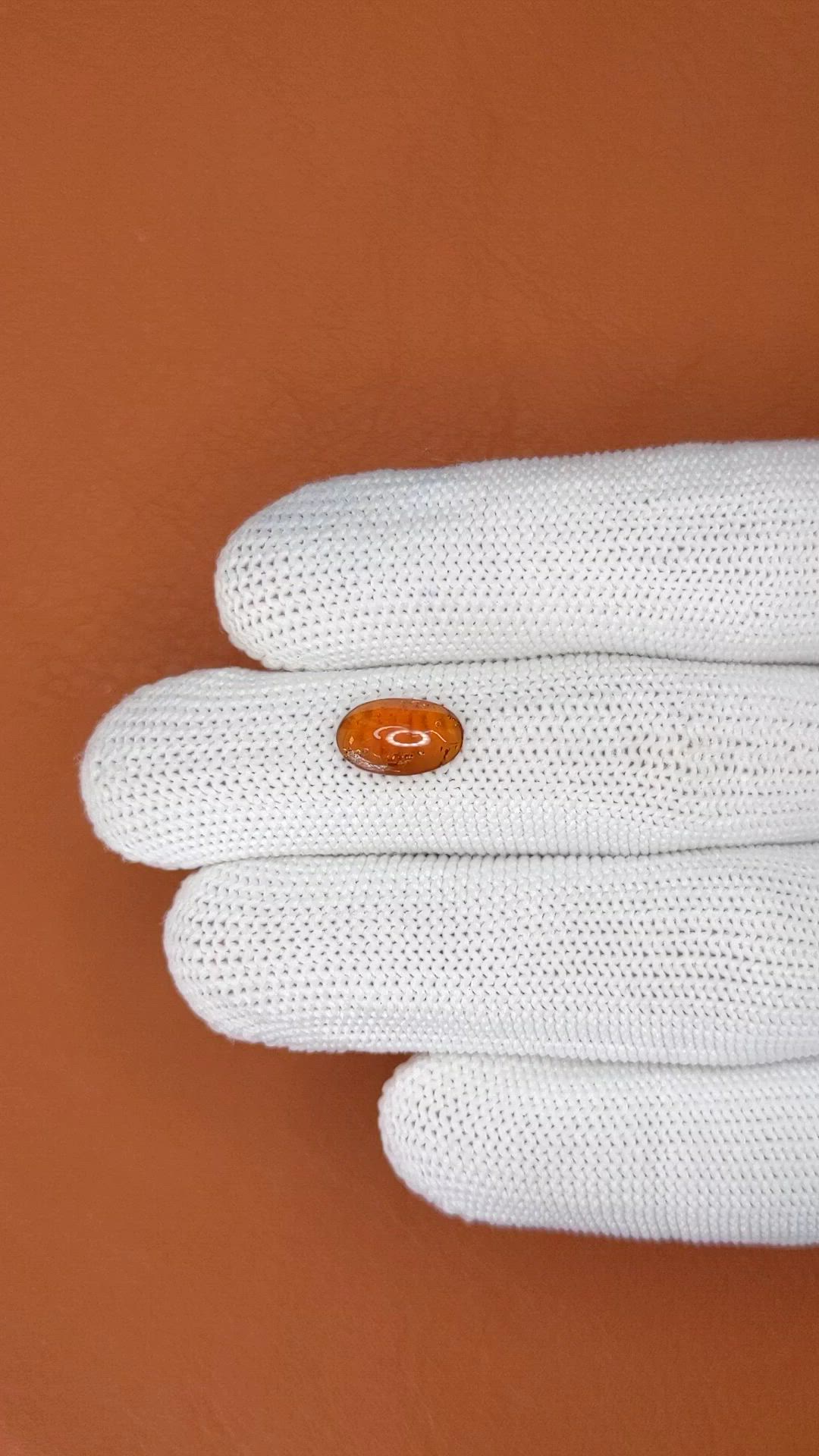 2.07 Ct. Orange Cabochon Hessonite Garnet from Madagascar Size Video