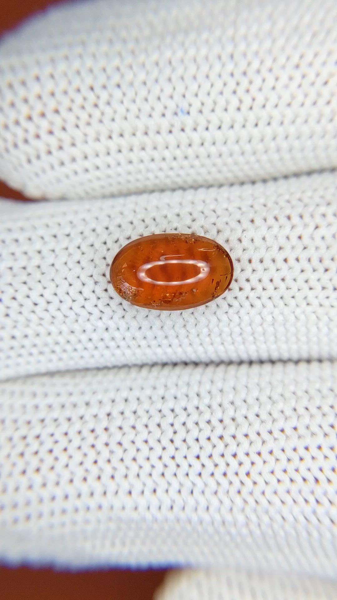 2.07 Ct. Orange Cabochon Hessonite Garnet from Madagascar Size Video